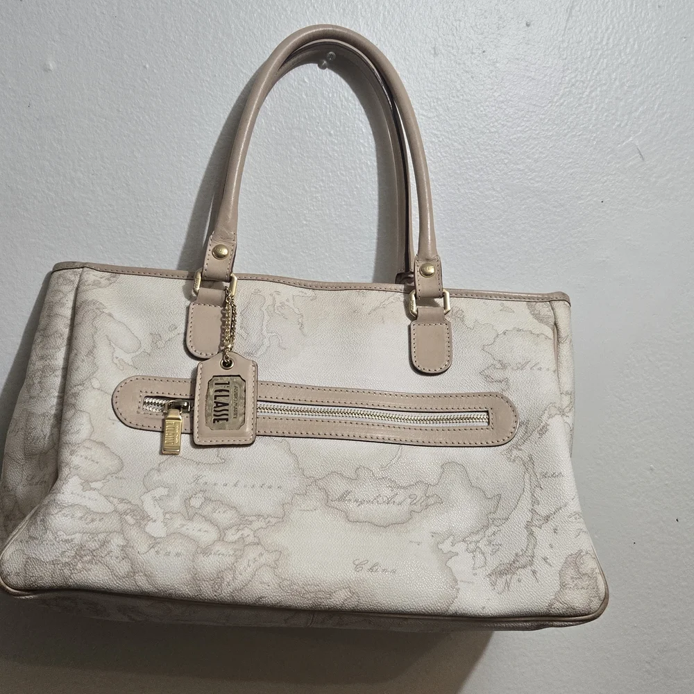 Bag Italy Alviero Martini Elegant Beige Map Print Handbag